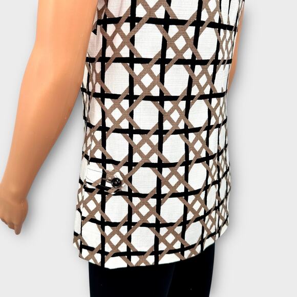 Trina Turk Danie Sleeveless Jacquard Top Size S Structured Woven Geometric Print - Picture 13 of 13